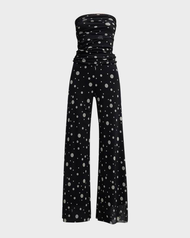 Strapless Polka-Dot Tulle Jumpsuit